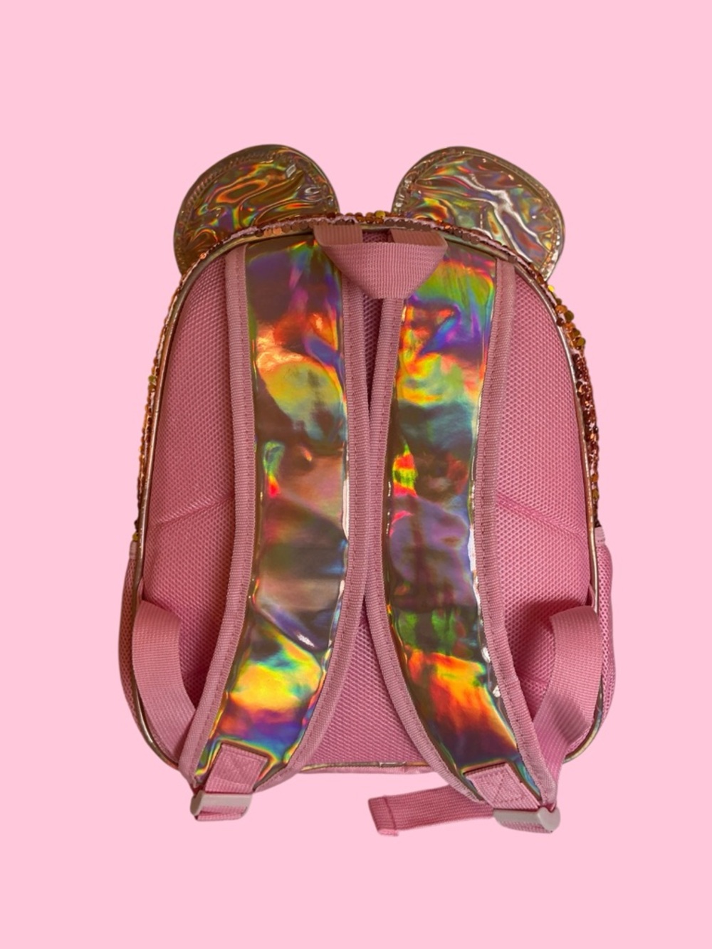 Jasmine Brand Minnie Mouse Iridescent Pink Sequin Bow Kids Backpack - Picture 5 of 8
